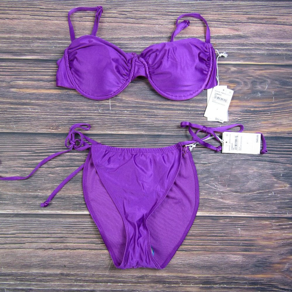Good American Ruched Bikini in Bright Orchid